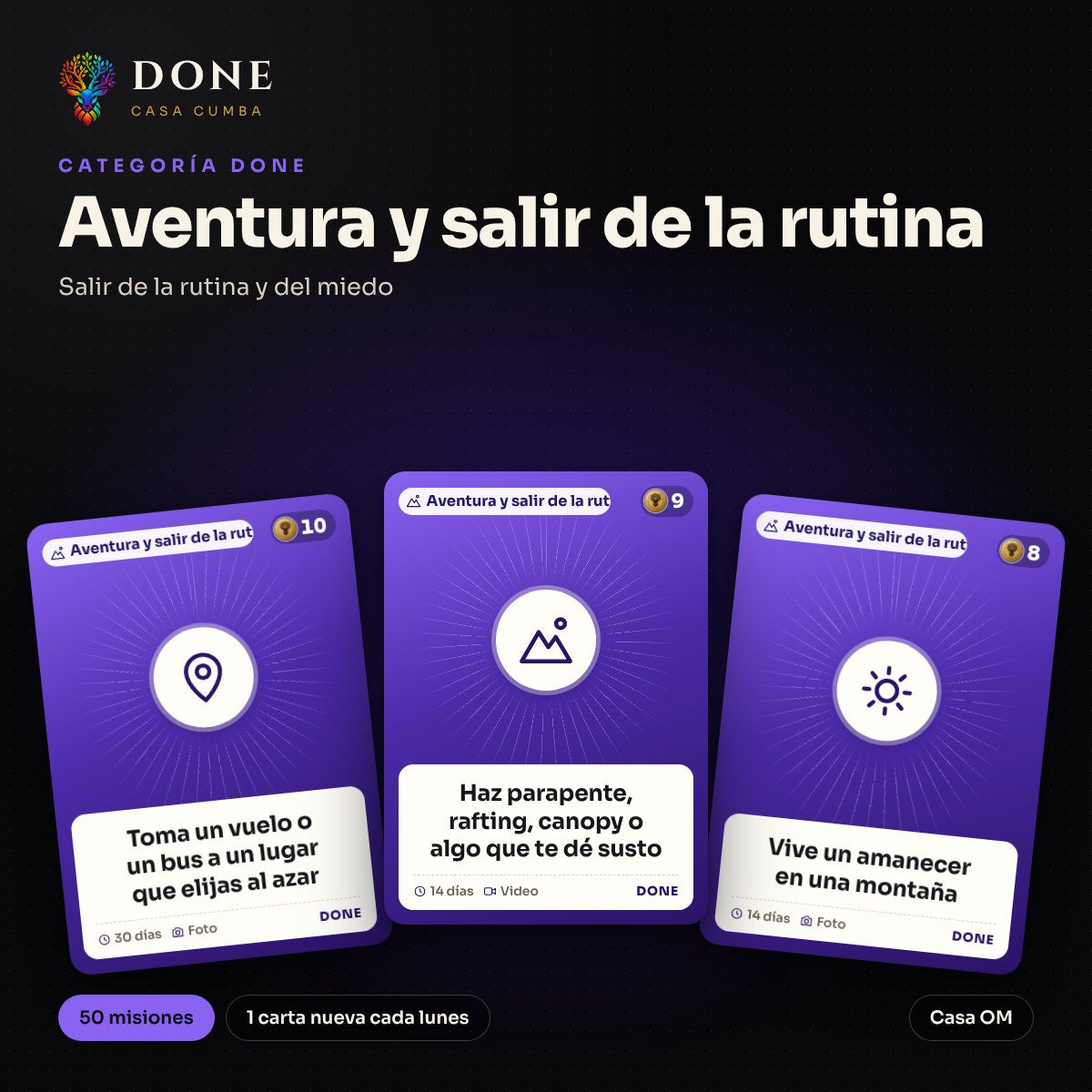 DONE · Aventura y salir de la rutina